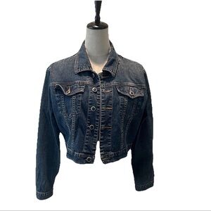 Vintage Y2K Zena Denim  Jacket Cropped Women's Size L Western Boho Rockabilly